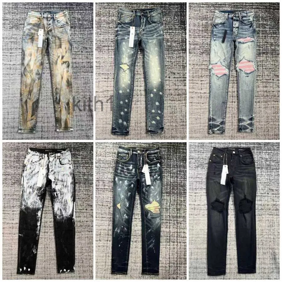 Designer Jeans Herenbroeken Modebroeken High-end kwaliteit Recht ontwerp Retro Streetwear Casual Joggingbroek Paarse Joggers Broek Gewassen Oud TU0F