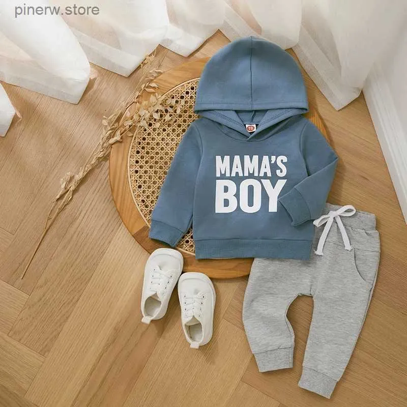 Set di abbigliamento Set di vestiti per ragazzi per bambini Completi casual autunnali per bambini Felpe con stampa di lettere Felpe a maniche lunghe Pantaloni 2 pezzi Costume da neonato