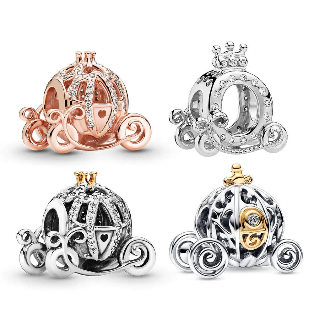 Pumpa Cart Charm Shining Zircon Fit Original Armele Jewelry Crown for Women Gift DIY