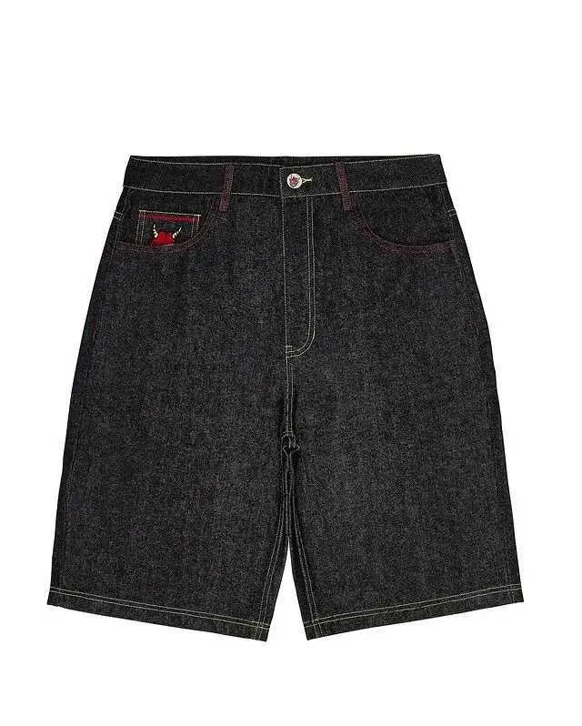 Herren Shorts Streetwear Shorts Y2K Hosen Herren Hip Hop Evil Graphic Stickerei Denim Gym Shorts Neue Harajuku Gothic Männer Basketball Shorts J240124