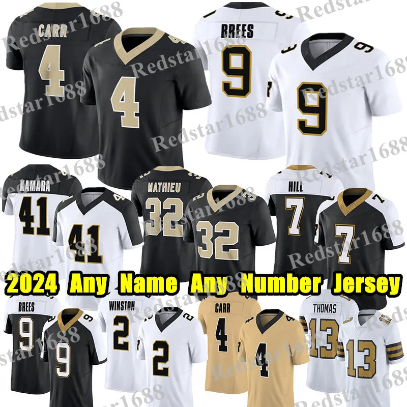 Maillot de football # 4 Derek Carr # 41 Alvin Kamara Taysom Hill Cesar Ruiz Jameis Winston Chris Olave Tyrann Mathieu Drew Brees Michael Thomas N'importe quel nom n'importe quel numéro maillots