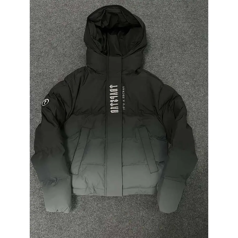 Trapstar londres decodificado com capuz puffer 2.0 gradiente preto jaqueta masculina bordado térmico com capuz masculino casaco de inverno topos 188