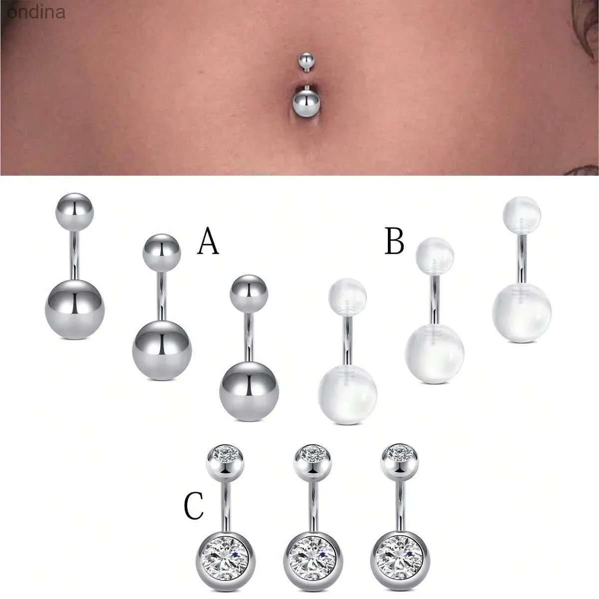 Bauchnabelpiercing, 3 Stück, Bauchnabelpiercing, chirurgischer Edelstahl, rund, UV, Nabelpiercing, Bauchnabelpiercing, YQ240125