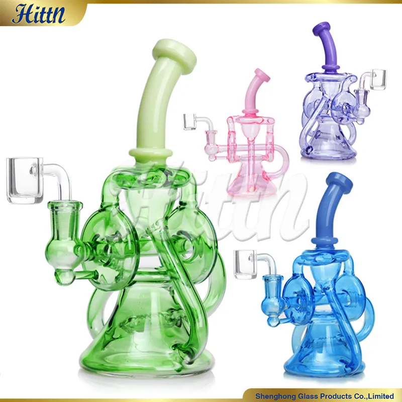 Recycler Bong Dab Rig Hookahs 8,7 tum 420 Glass Bong rökande vattenrör med 14 mm kvartsbanger