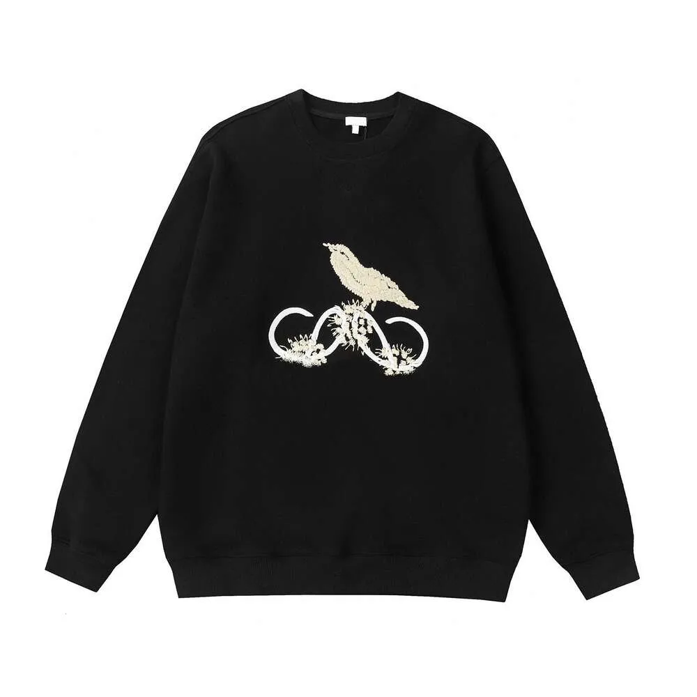 Autumn Mens and Women's Hoop Sweater Version Luxury Tide Bird Plant Herbal Embroidery Round Neck Sweater men designers hoodie 1-1