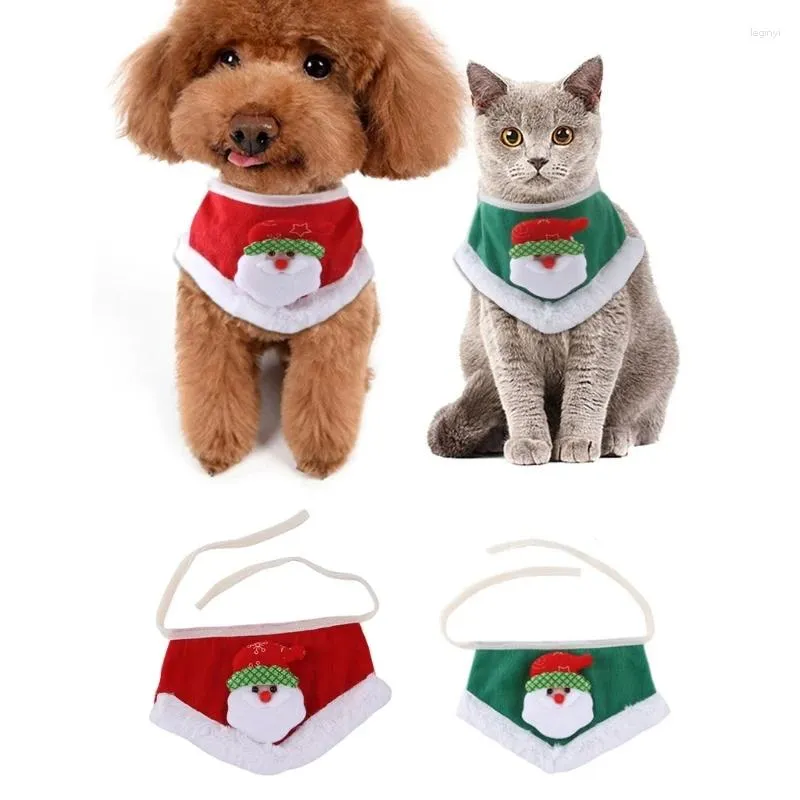 犬のアパレルファッションクリスマステーマペットサリバタオルグリーン/レッドスカーフカラーラブリードッグスキャットバンダナカラースモールY5GB