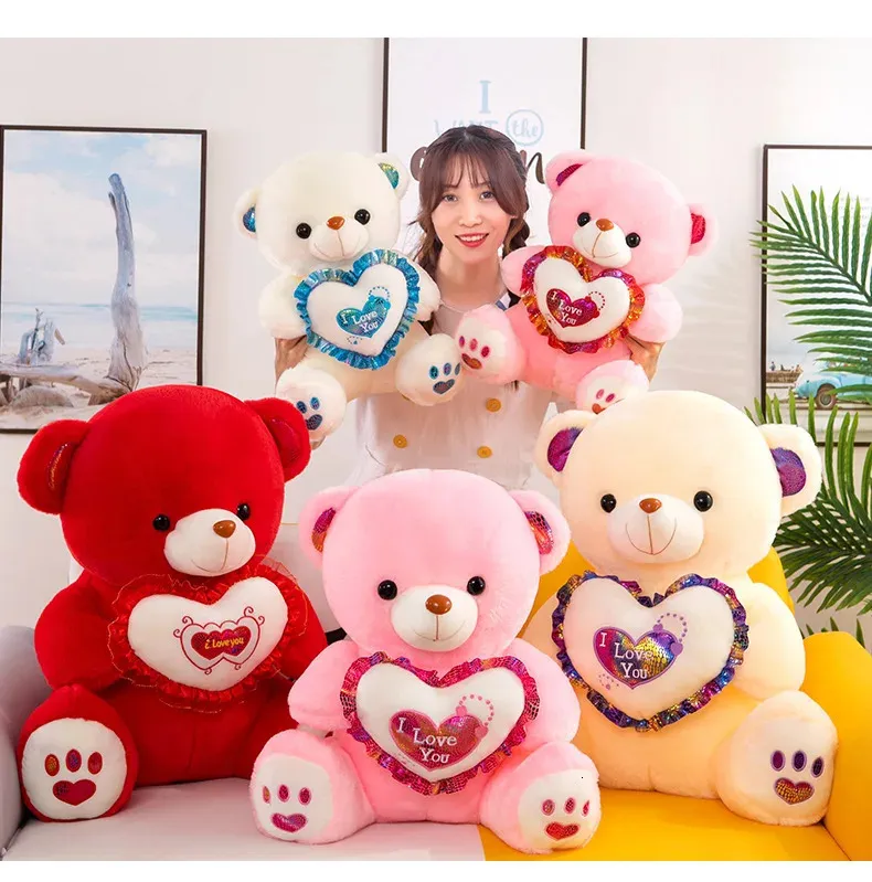 30 cm mooie pluche pop voor Valentijnsdag, geschikt voor kindervriendinnen en -vrouwen, 22 cm LED-lichtgevende teddybeerlamp gevuld met dierenbeer Nieuw 240124