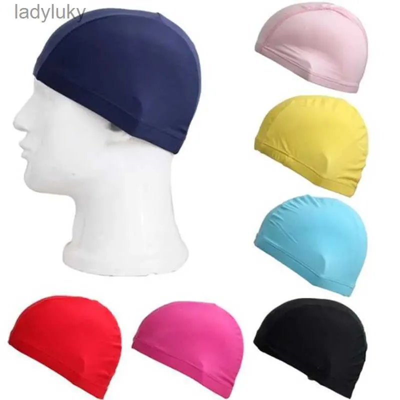 Bonnets de natation Adultes femmes hommes couleur Pure bonnets de natation protéger les oreilles cheveux longs sport piscine HatTeen garçons filles élastique Lycra bonnet de bain L240125