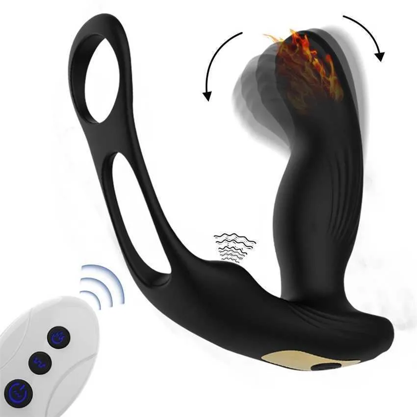 Tryck på prostata orgasm massager dubbel ring anal plug vibrator uppvärmd manlig masturbator vuxna produkter 231129