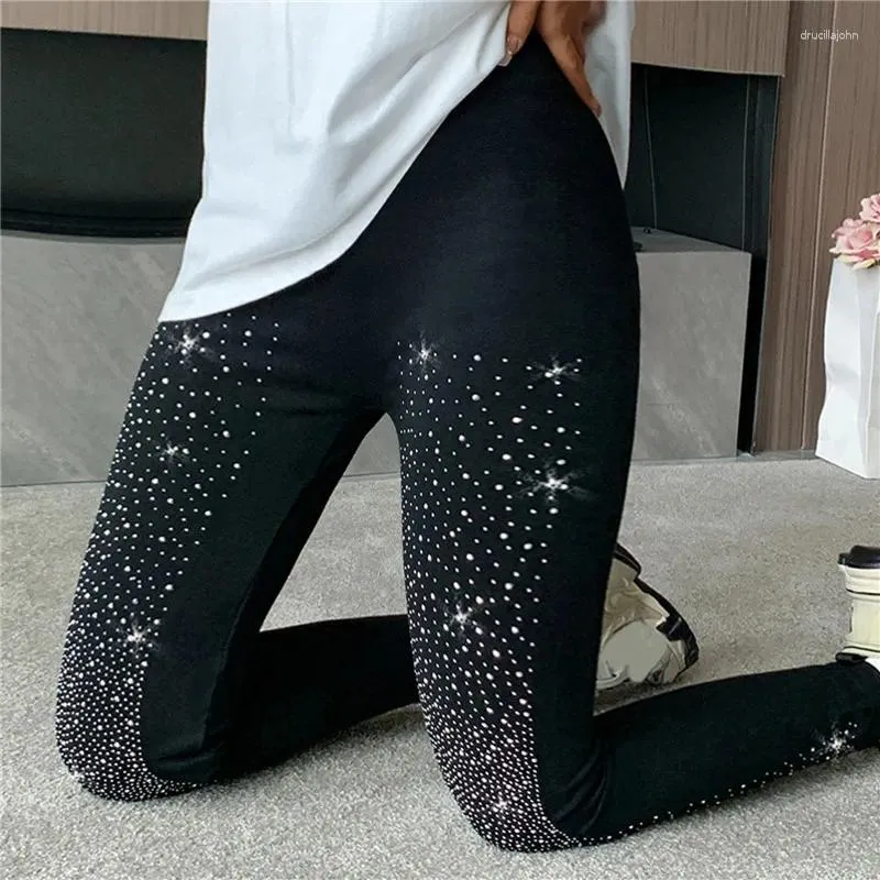 Leggings femininas diamante cuecas para mulheres 2024 primavera outono versátil outwear collants com elevador de salto respirável moda casual calças