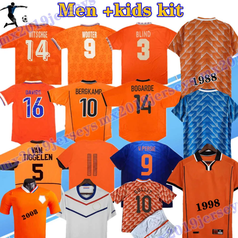 Gullit 1988 Retro Soccer Jersey Van Baten 1997 1998 1994 Bergkamp 96 97 98 Rijkaard Davids Football Hirt Kid Kit Seedorf Kluivert CRUYFF Sneijder camisas