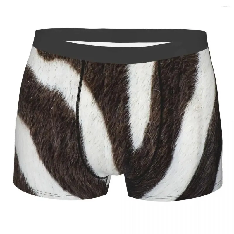 Underbyxor zebra randigt mönster djurpäls underkläder män sexig tryck anpassad läder texturälskare boxer shorts trosor trosor