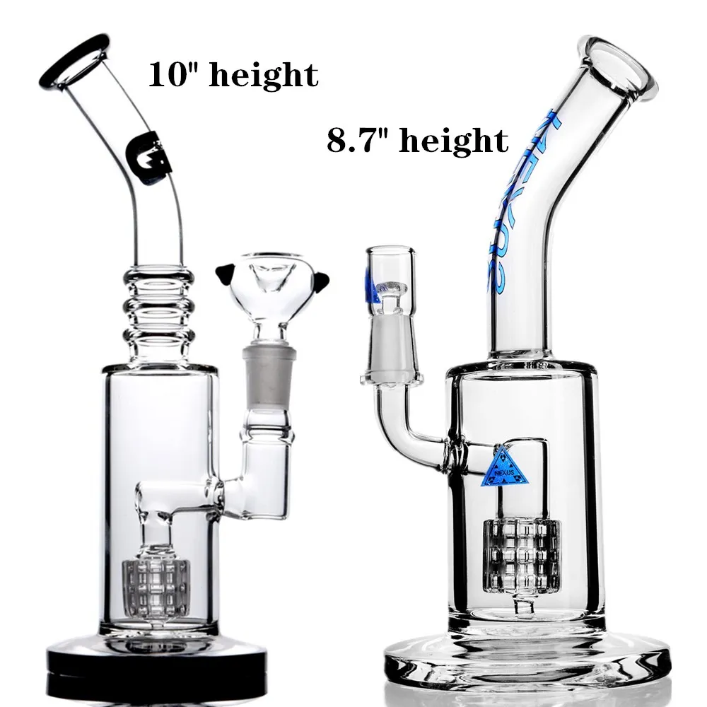 Blue Black Matrix Perc Glass Bong Hookahs Heady Water Pipe Dab Rig Bubbler med 14 mm Joint Ice Catcher rökande tillbehör