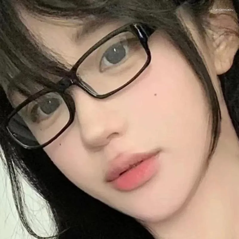 Sonnenbrille Kroean Stil Harajuku Quadratische Gläser Rahmen Frauen Kein Make-up Mode Anti-blau Männer Kontrast Niedlich Dekorativ