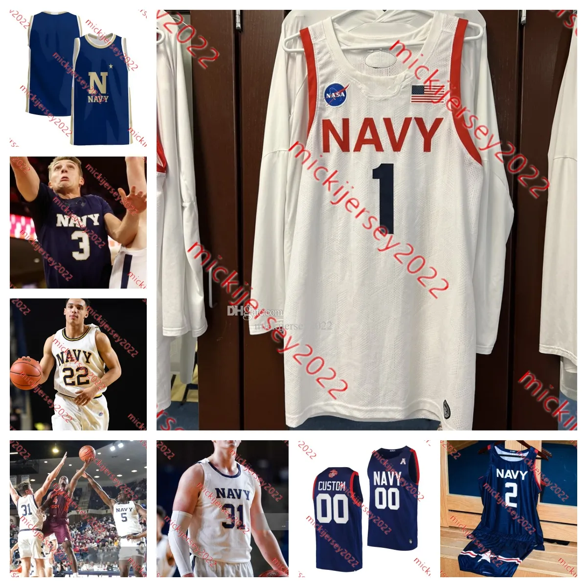 Navy Midshipmen koszulka koszykówki Boston Bonifay Jordon Pennick Chandler Schmidt Julian Gabbidon Nyles Howard Jackson Noble niestandardowe szwy mens na granatowe koszulki