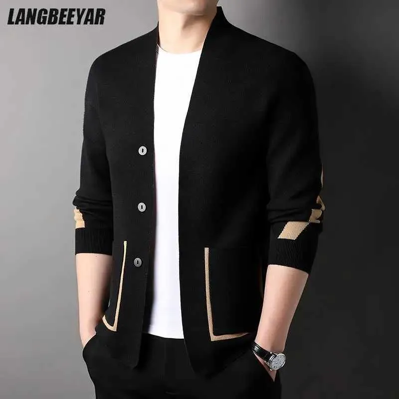 Мужские куртки высшего класса 2023 Новый дизайнерский модный вязаный кардиган для мужчин Свитер Повседневный графический японский пальто Куртка Мужская одежда J240125