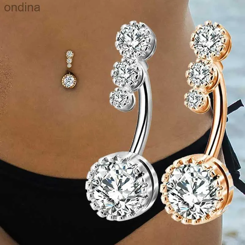 Navelglockenknopf Ringe 1pc Sexy Bauchnabel Ringe für Frauen Edelstahl Zirkon Navel Piercing Body Jewelry Beach Bikini Accessoires Bauch Piercing YQ240125