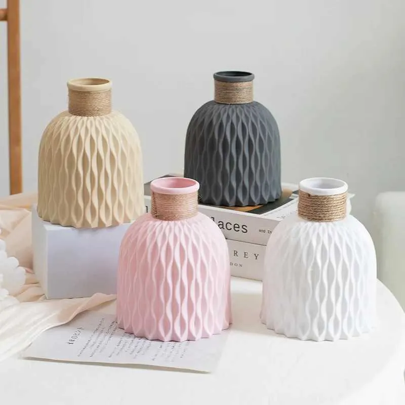 2 adet vazo 1 adet su dalgalanması plastik vazo dalga saksı düzenlemesi modern İskandinav tarzı ev oturma odası masaüstü dekorasyon süslemesi