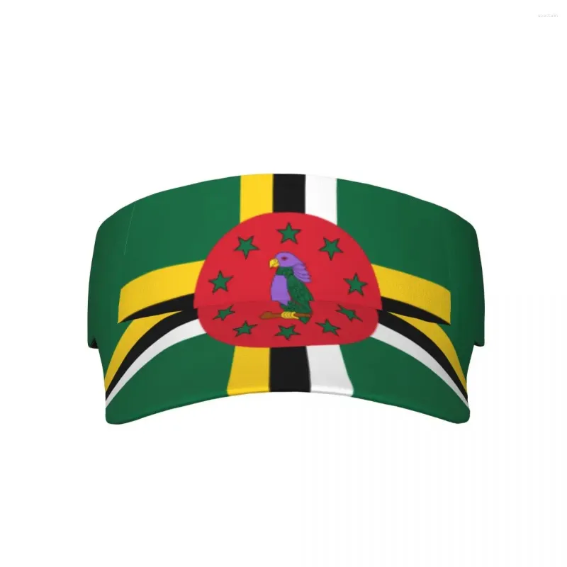 BERETS SOMMER SUN HAT Män kvinnor Justerbar visir Top tomma Dominica Flag Sport Tennis Golf Running Sunscreen Cap