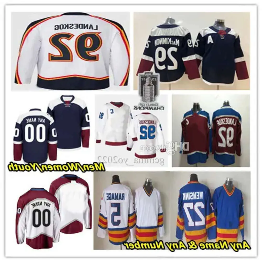 Cale Makar Colorado Maillots de hockey rétro inversés Gabriel Landeskog Nathan Mackinnon Mikko Rantanen Valeri Nichushkin Josh Manson Devon à 23