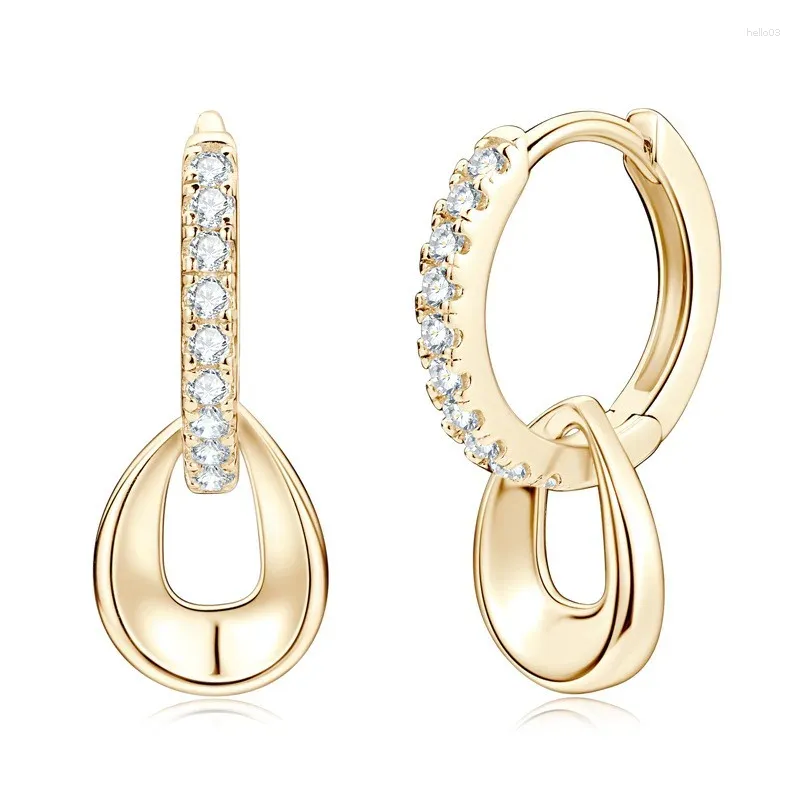 Orecchini a bottone ZFSILVER Moda S925 Argento Moissanite Classico Squisito Doppio Cerchio Orecchino a goccia per accessori donna Gioielli regalo