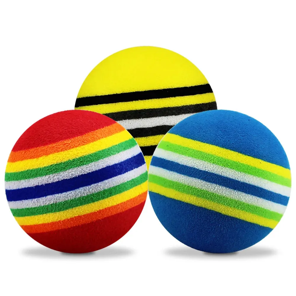 50st/väska Eva Foam Golf Balls Rainbow Stripe Red/Blue/Yellow Sponge Indoor Practice Ball Golf Training Aid 240124