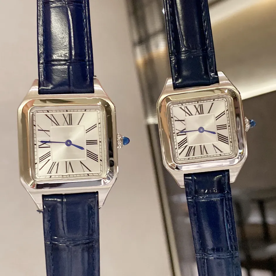Zegarek designerski 28/32 mm szkieletowy ruch kwarcowy para zegarków kobiet męskie zegarki ze stali nierdzewnej kryształowy lustro
