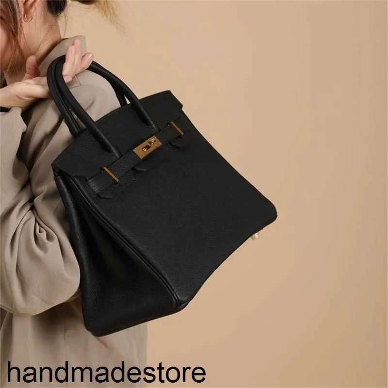 Designer Handbag Platinum Bag Togo Calfskin Manual Honey Wax Thread Leather Women's Litchi Pattern Lock Portable NCWI