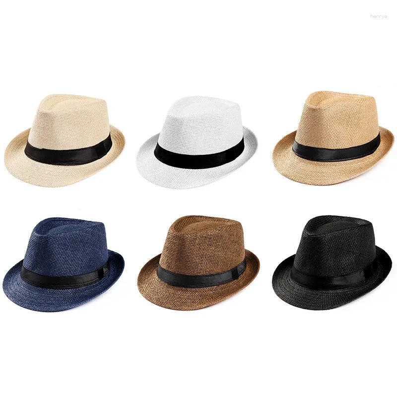 Berets Summer Outdoor Sun Hats For Man Women Solid Color Linen Jazz Panama Straw Lady Travel Beach UV Protection Bucket