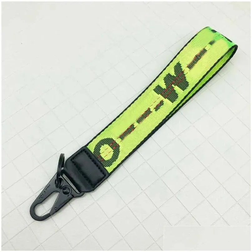 Keychains & Lanyards Fashion Off White Luxury Keychain Key Chain Transparent Rubber Jelly Letter Print Men Women Canvas Camera Pendan Otrzc