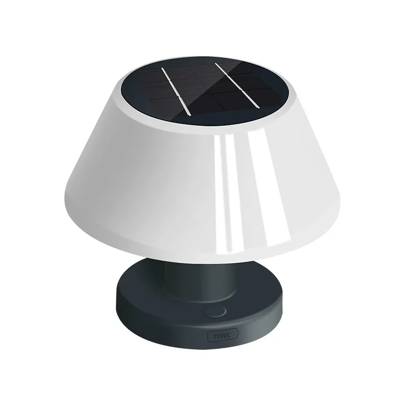 Lampe de table solaire led avec panneau solaire rechargeable par usb, décoration de bar de bureau intérieur, 4 luminosité, lampe de bureau solaire extérieure à intensité variable