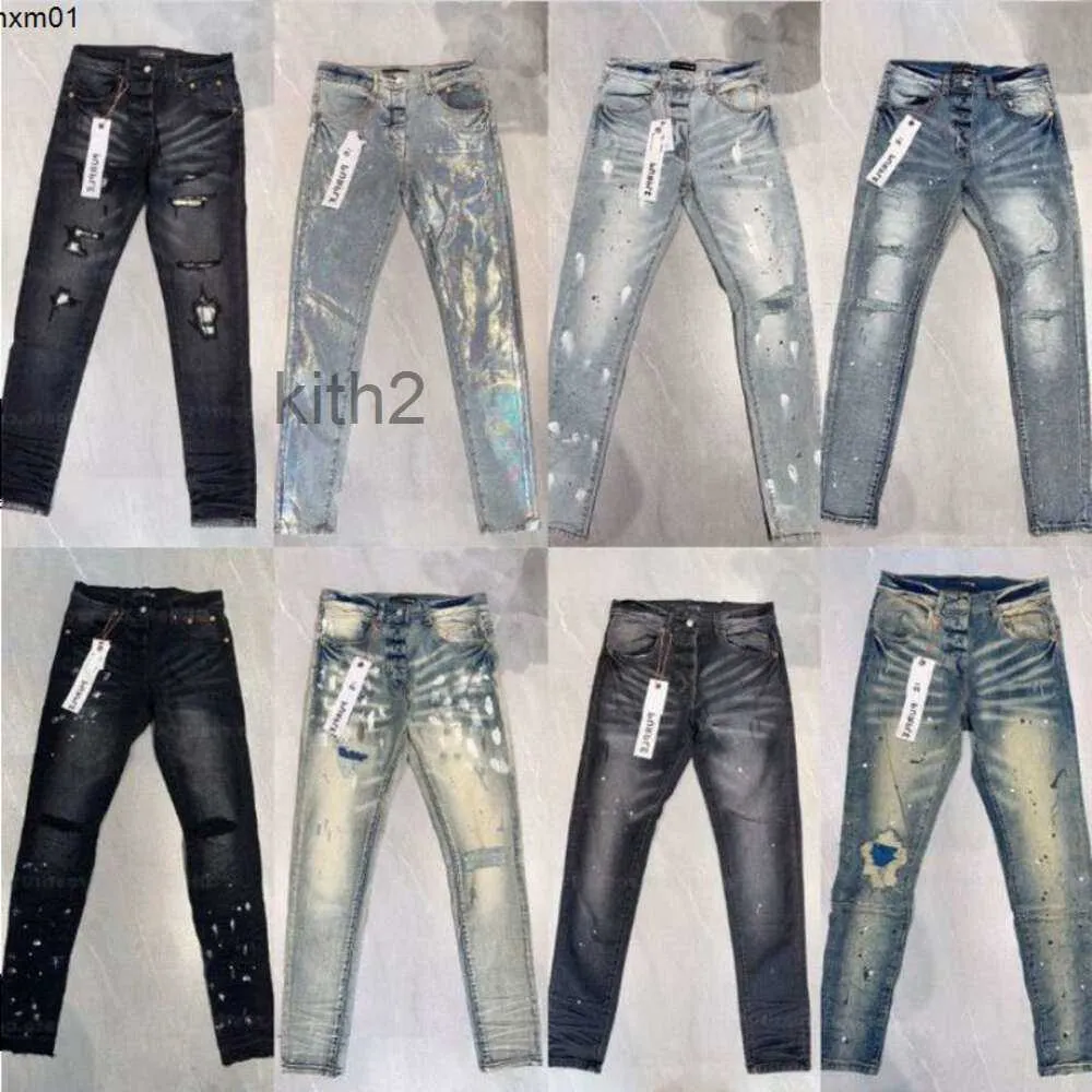 Designer Paarse Merk Jeans voor Mannen Vrouwen Broek Zomer Gat Hoge Kwaliteit Borduren Jean Broek Heren Paars Fedc BUNV