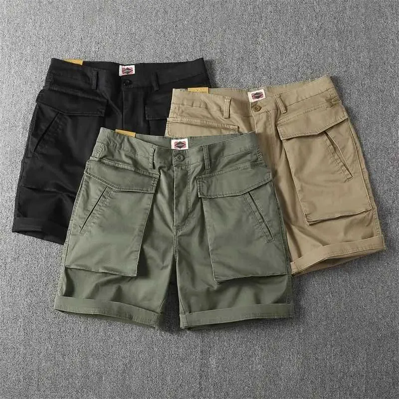 Shorts pour hommes Short cargo multi-poches hommes mode rue droite Baggy Shorts hommes vêtements américain rétro extérieur fonctionnel pantacourt J240124