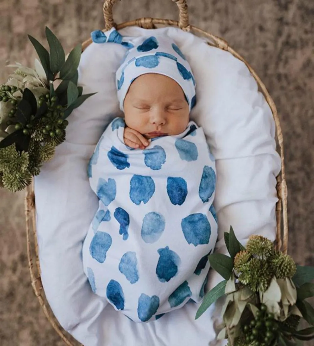 Gedrukt Peuters Cadeau Slaapzak Pography Prop Voor Pasgeboren Thuis Baby Inbakeren Deken Set Accessoires Wrap Met Cap5394348