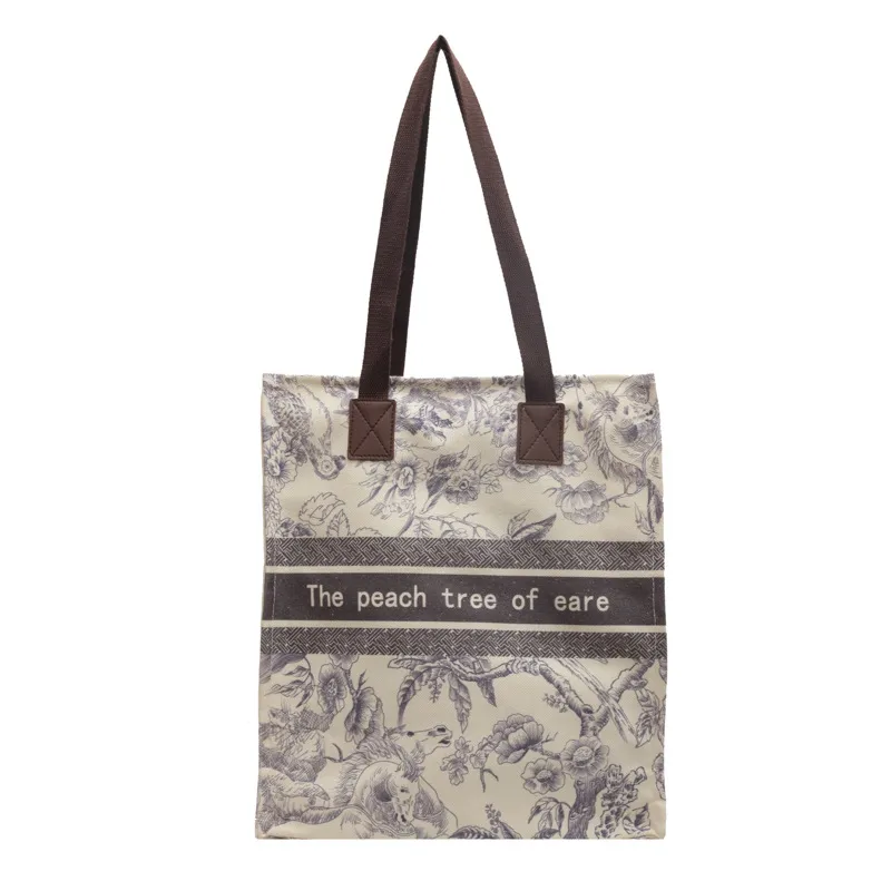 Дизайнерская сумка Холщовая сумкаНовая сумка на одно плечо большой вместимости Модная большая сумка с маленьким принтом