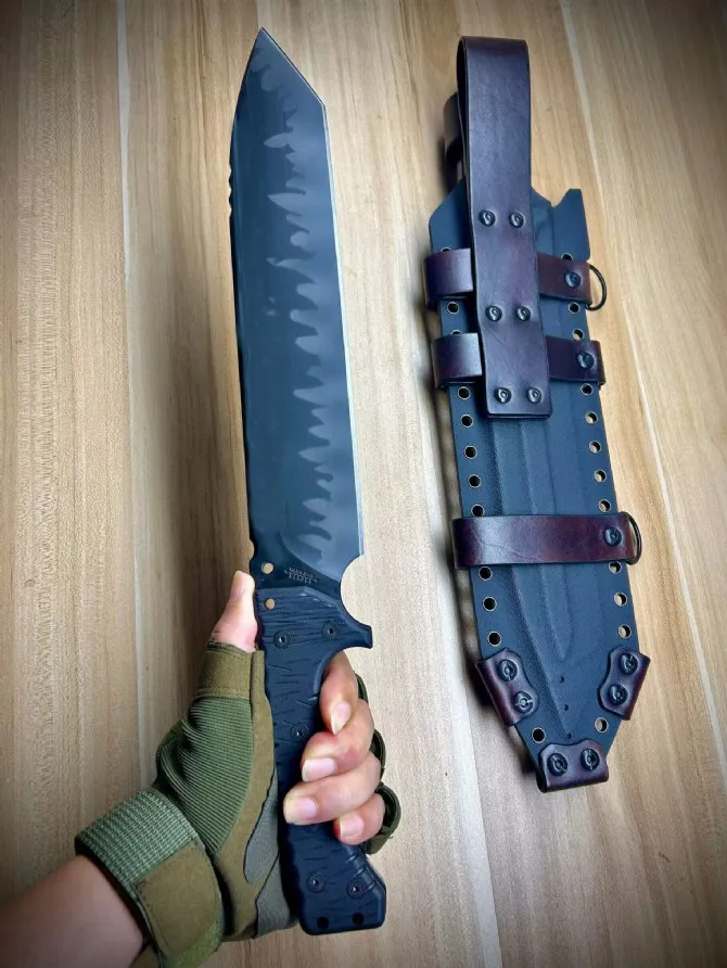 High End Strong M31 Survival Tactical Knife Z-Wear Titanium Coating Tanto Blade Black Full Tang G10 Stałego ostrza proste noże ze skórzanym kydex