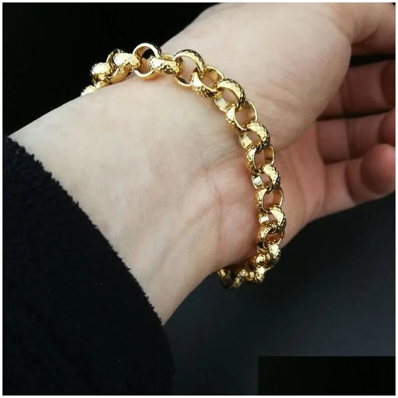 Chain Link Gold Filled Belcher Bolt Ring Mens Womens Solid Bracelet Jewllery In 18-24Cm Length Drop Delivery Jewelry Bracelets Dhsi4