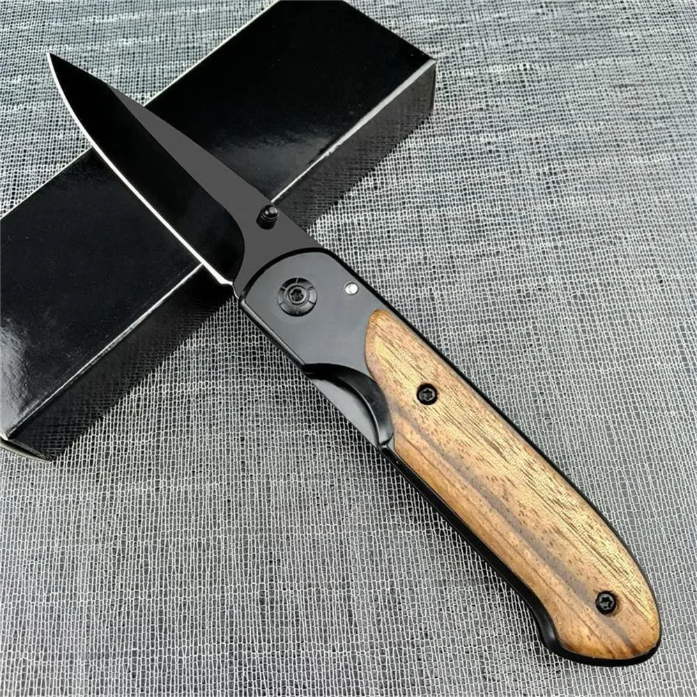 Cuchillo plegable de bolsillo BM DA44, mango de madera, hoja con acabado de titanio, cuchillos tácticos EDC, cuchillos de bolsillo BM 535 940 9400