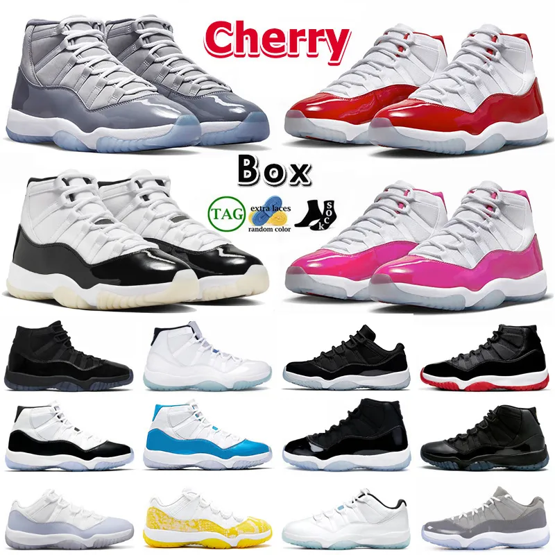 Najwyższa jakość 11 Buty koszykówki Jumpman z pudełkiem Mężczyźni Gratitudes Cherry 11S XI Pink Purple DMP Midnight granatowy chłodny cement szary trampki o niskiej przestrzeni spacer