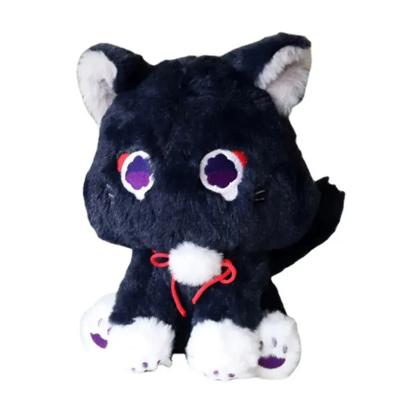 Genshin Black Scaramouche Cat Fluffy Impact Stray Pet Plush Toy Role-Playing Doll Soft Fill Pillow Gift 240124