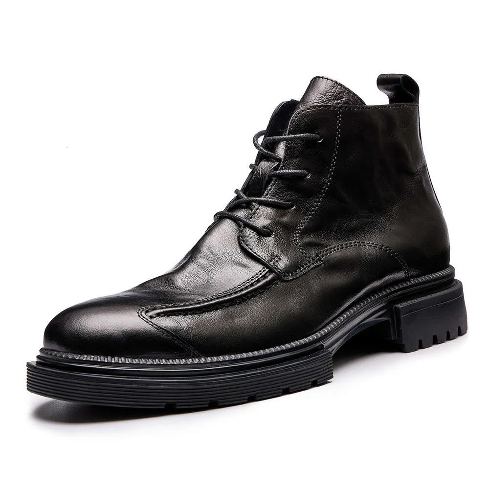 Elegante masculino inverno botas quentes genuíno feito à mão confortável italiano couro macio tornozelo sapatos de trabalho social homem