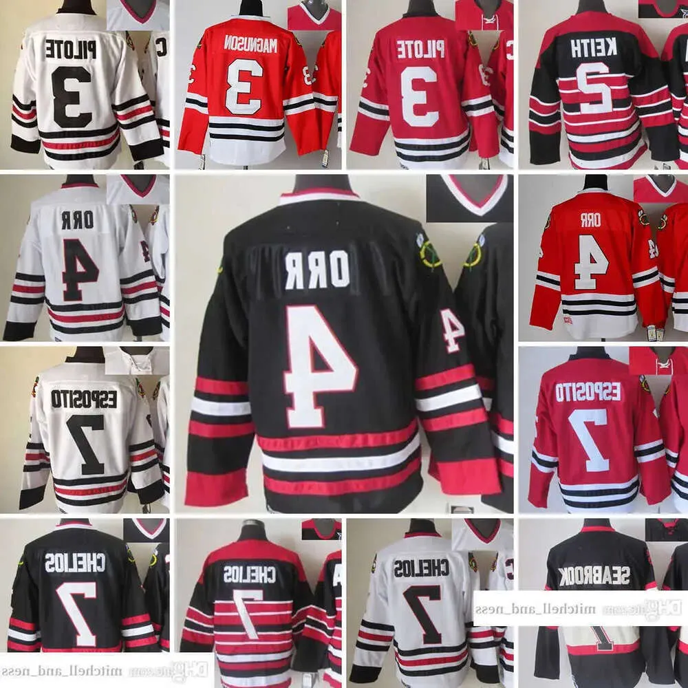 1926-1999 Movie Retro CCM Hockey Jersey Hafdery 7 Brenteabrook 3 Pierre Pilote 4 Bobby Orr 2 Duncan Keith 7 Chrischelios 24 Martin HA 22