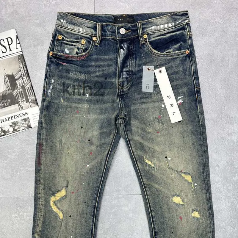 Designer di jeans viola per uomo Pantaloni di marca da uomo Lacrime larghe Pantaloni europei Jean Hombre Pantaloni Biker Ricamo Cjd2307263 WHKO