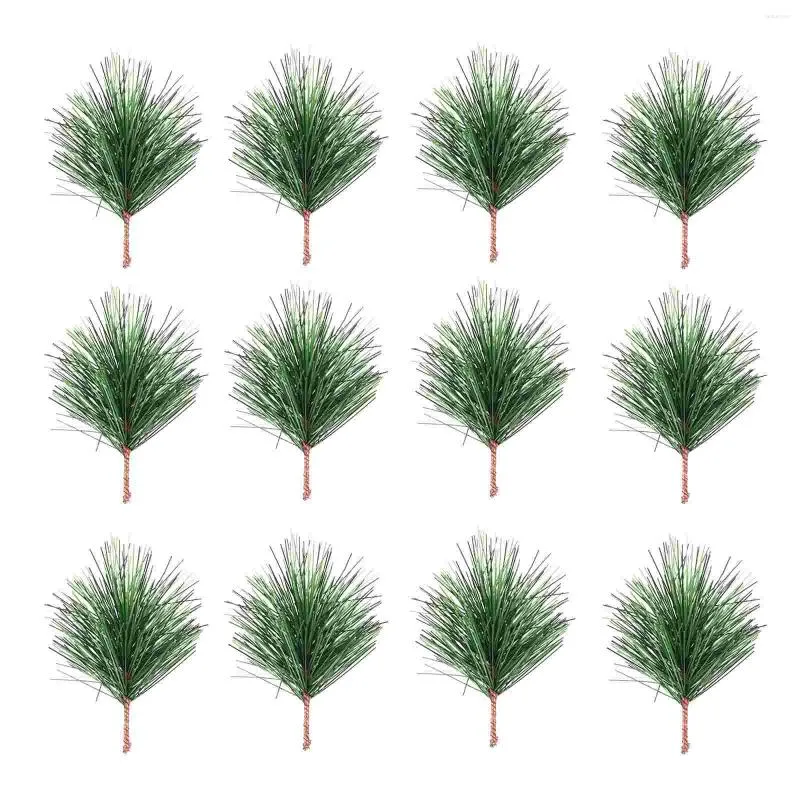 Dekorative Blumen 24 PCs Künstliche Kiefernzweig Weihnachtszweige Weihnachten Picks Dekor basteln falsche Nadeln