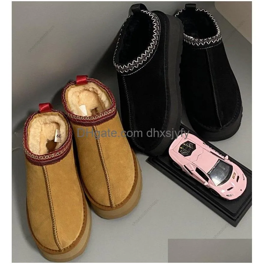 Raquetas de nieve Diseñador clásico Botas de nieve Tazz Australian Mini Tasman Slipper Plataforma Fluffy Mes Cálido Invierno Mitad para mujer Botines de piel Lu Dhovn