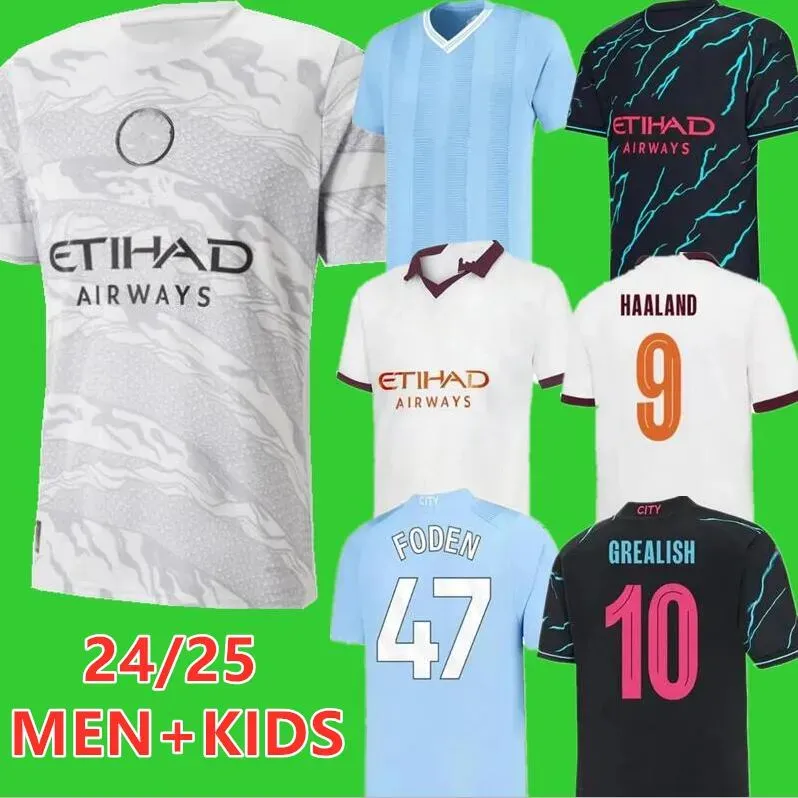 24 25 HAALAND VOETBALJERSEYS Chinees Nieuwjaar Draak DOKU RODRIGO GREALISH MANS CITIES fans speler DE BRUYNE FODEN 2024 2025 3e voetbalshirts kindertenue kampioenen 999