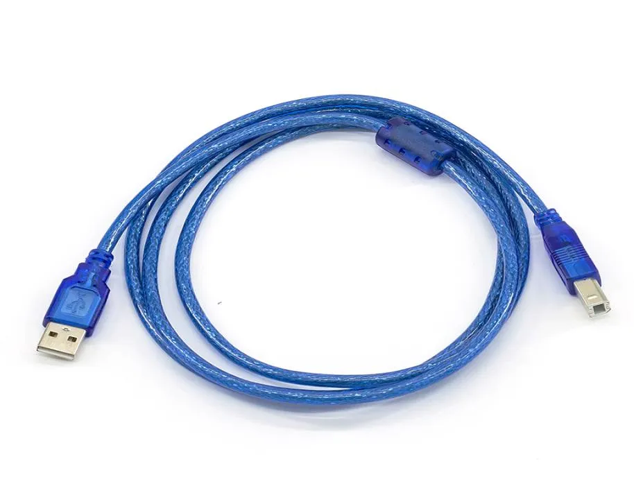 Skriv en hane till typ B Male High Speed ​​Transparent Blue USB 20 Skrivarkabel för skrivare 15m 3m 5m 10m9843221