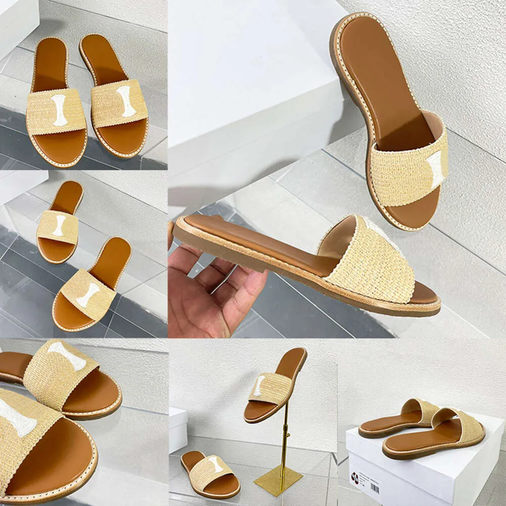 Designer Slides Women Indoor Slippers Straw Sandal Flats Slipper Beach Sandals With Box 512