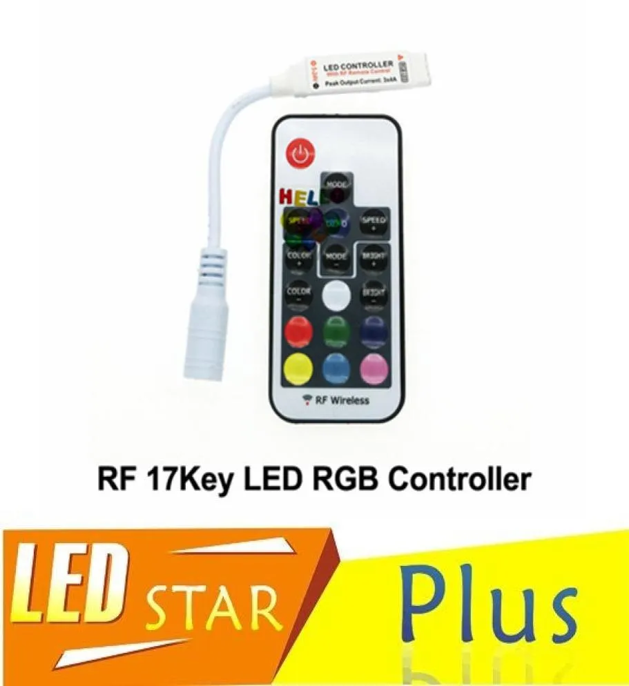 LED RGB Controller DC5V24V 12A 17key mini RF Wireless Remote Dimmer For 5050 3528 RGB Flexible Strip Light2203731