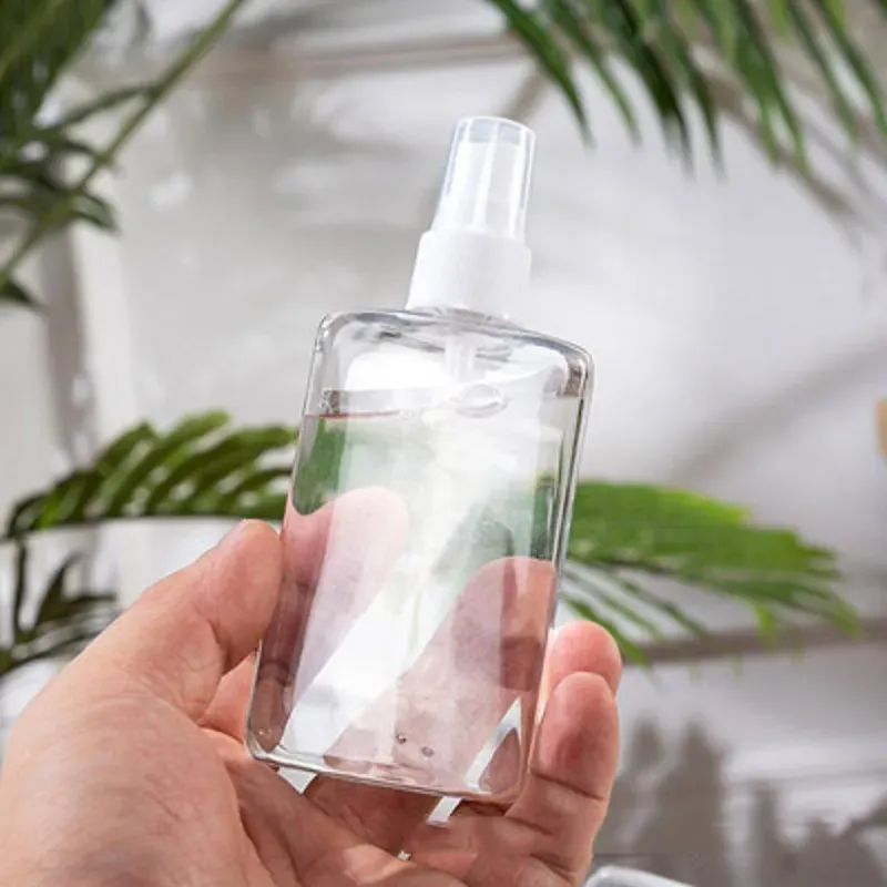 100ml transparent spray square flat bottle pet disinfectant alcohol bottles hand sanitizer sub-bottle